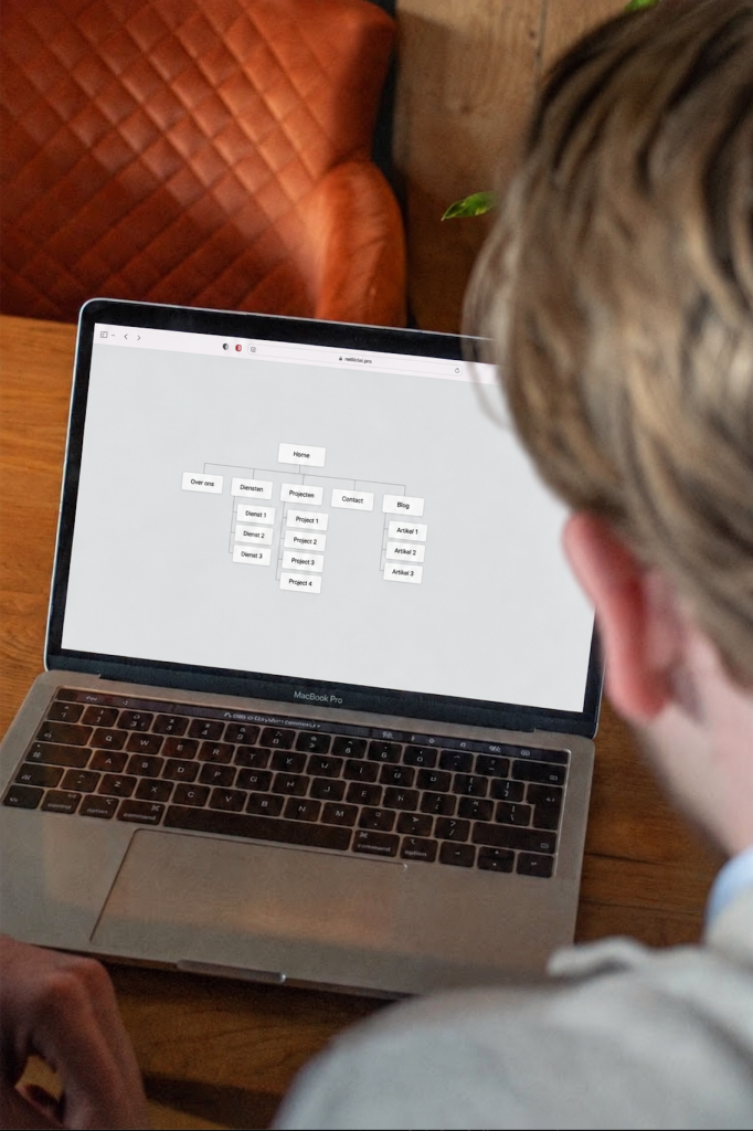 Sitemap van een website op een laptopscherm
